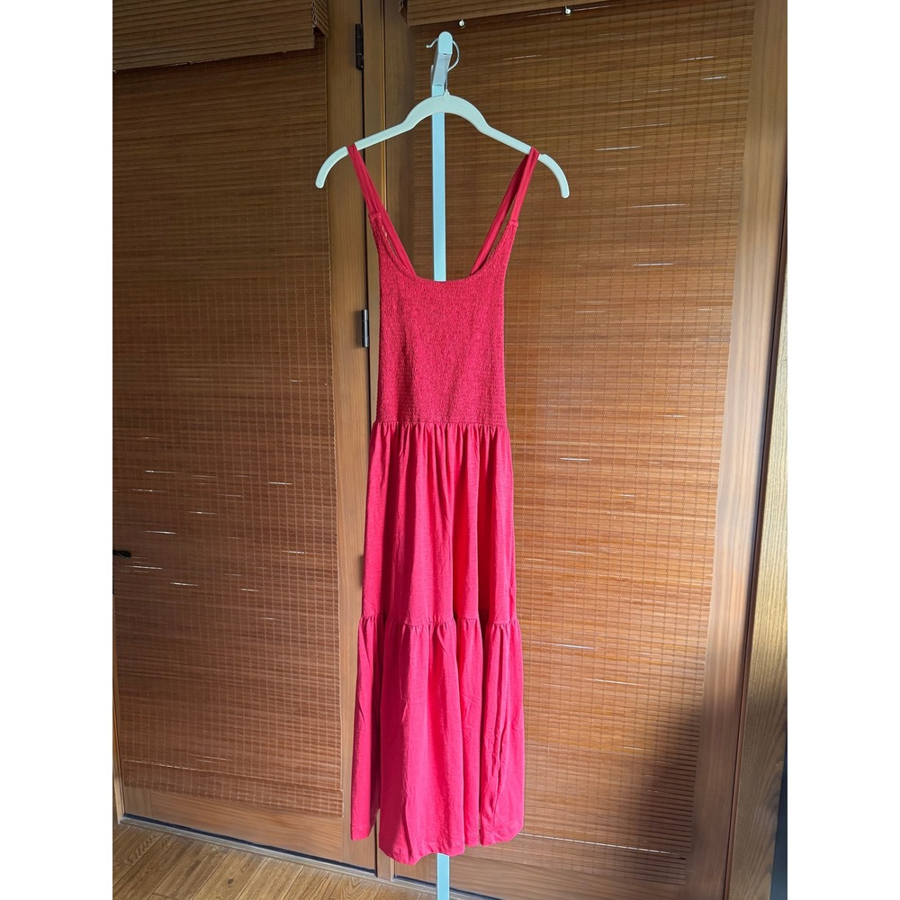Nation LTD Los Angeles Penelope Smocked Midi Heartbeat Red - Picture 6 of 12
